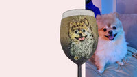 Personalized Glitter Wine Glass - Pet Portrait