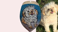 Personalized Glitter Wine Glass - Pet Portrait