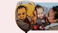 Personalized Glitter Wine Glass - Family Portrait