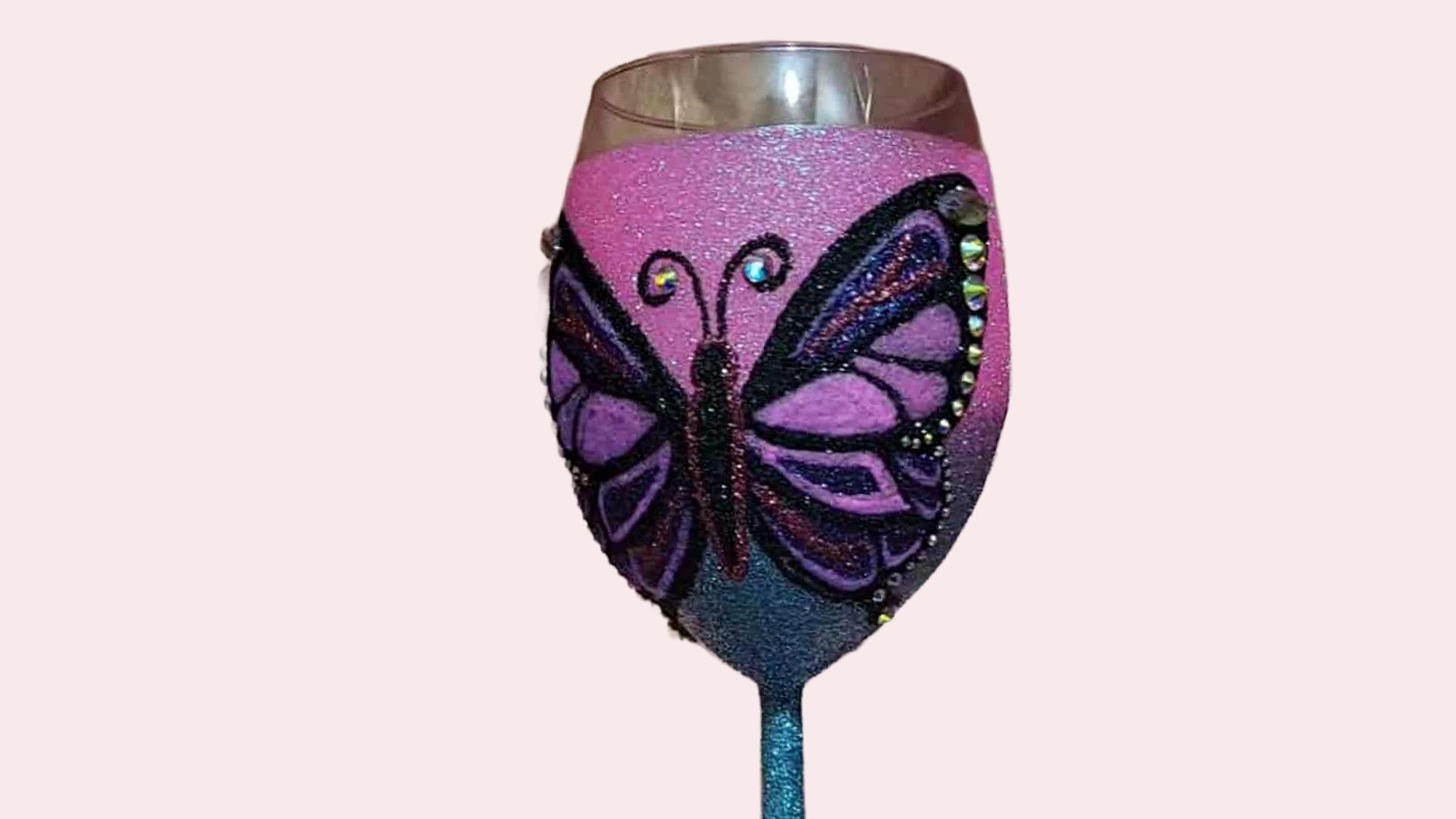 Personalized Glitter Wine Glass - Custom
