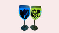(Pair) Personalized Glitter Wine Glass - Wedding