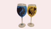 (Pair) Personalized Glitter Wine Glass - Wedding