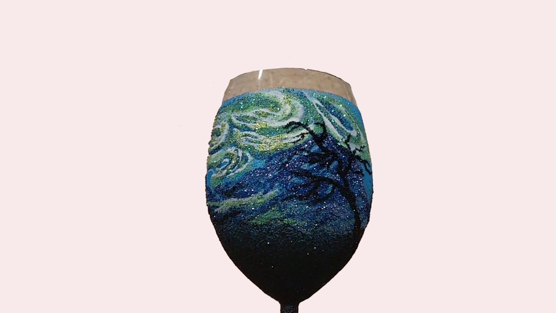 Personalized Glitter Wine Glass - Landscape