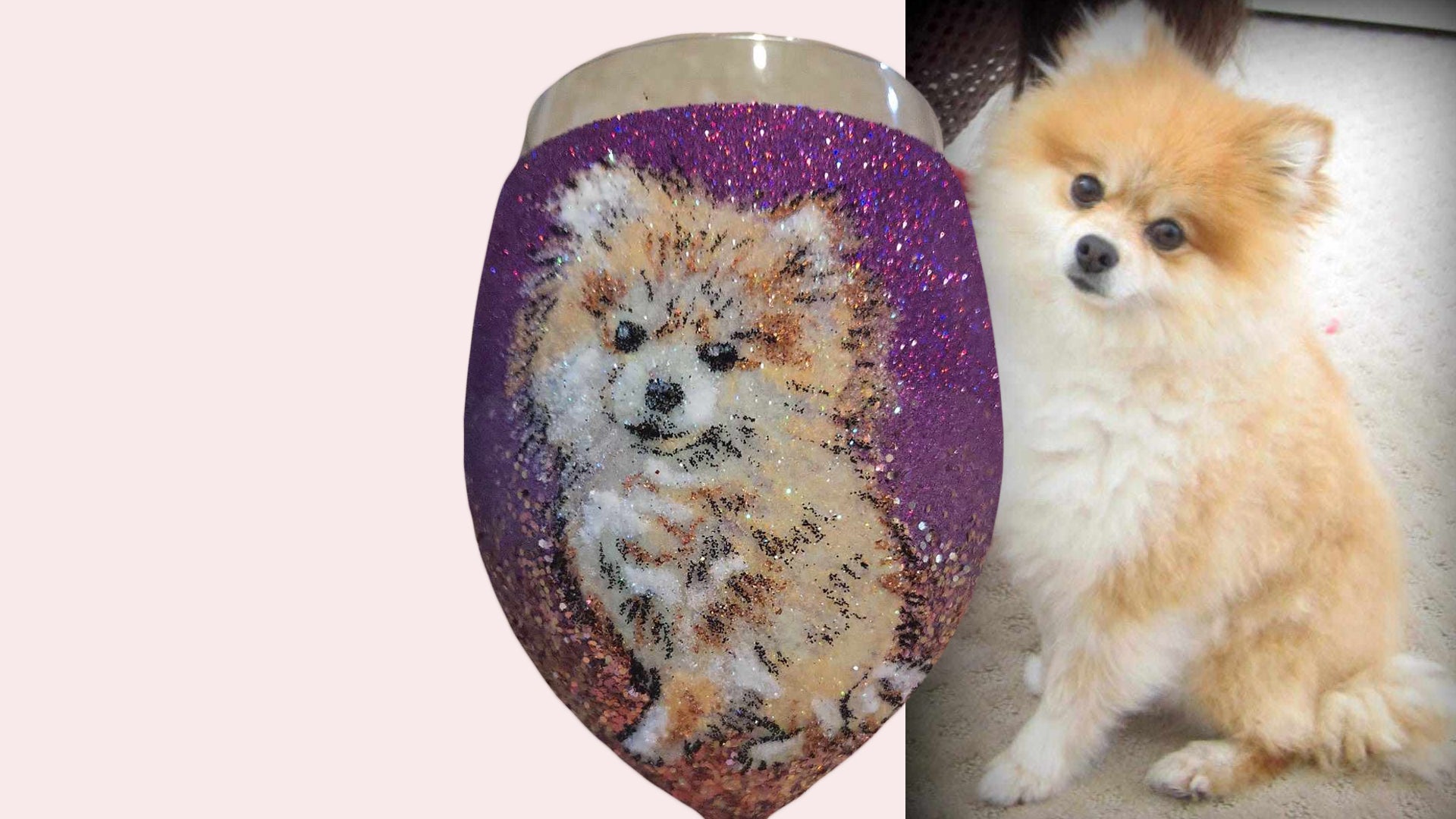 Personalized Glitter Wine Glass - Pet Portrait