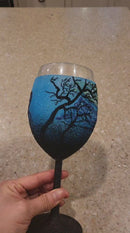 Personalized Glitter Wine Glass - Landscape