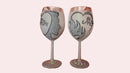 (Pair) Personalized Glitter Wine Glass - Wedding