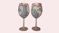 (Pair) Personalized Glitter Wine Glass - Wedding
