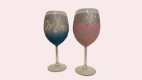 (Pair) Personalized Glitter Wine Glass - Wedding